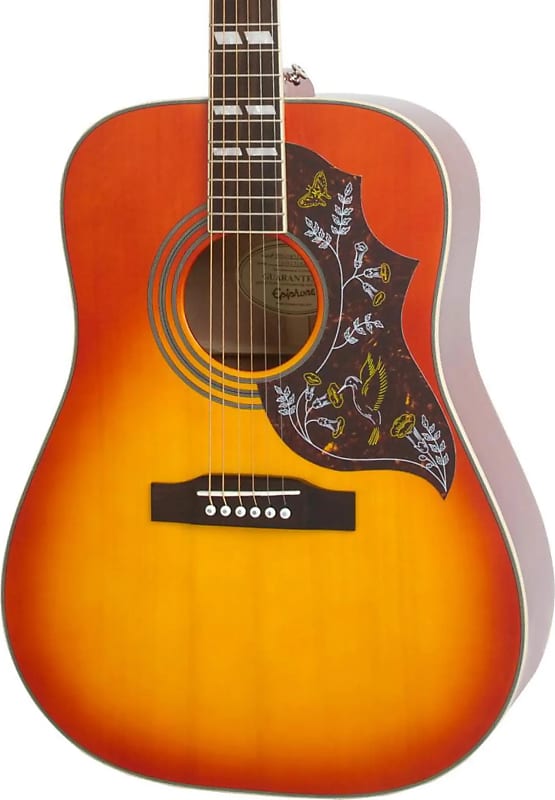 Epiphone Hummingbird Studio Dreadnought Acoustic-Electric Guitar, Solid Spruce Top, Faded Cherry image 1