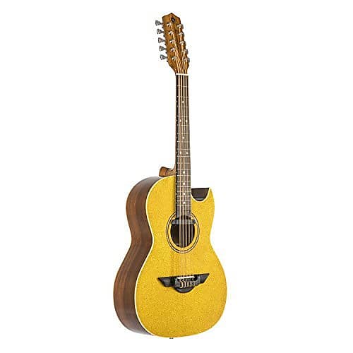 H Jimenez Bajo Quinto LBQ1EGT Gold Sparkle Acoustic Electric Guitar with Gig Bag image 1