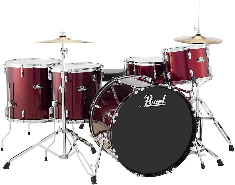 Pearl Roadshow RS525WFC/C 5-piece Complete Drum Set with Cymbals - Wine Red image 1