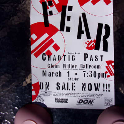 FEAR punk rock concert poster, with Chaotic Past & Butt Trumpet (not listed), early 90's, Cipollina image 6
