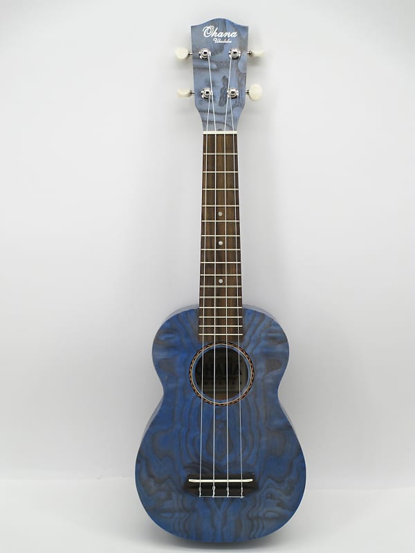 Ohana SK-15WBL Laminate Series SK-15W Blue Colored Soprano Ukulele