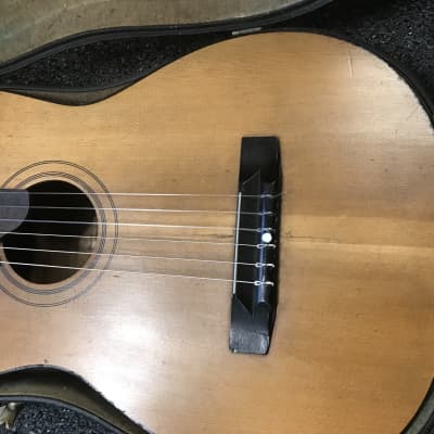 Hawaiian group vintage parlor classical guitar circa. 1920s handcrafted in very good condition with original vintage case. image 9