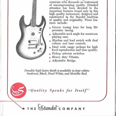 1960s Standel Custom Deluxe Sunburst Solid-body Electric Guitar with Hardshell Case image 14