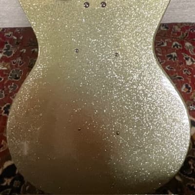 Left Handed Dan Electro Bass Guitar-Silver-Gold Sparkle image 5