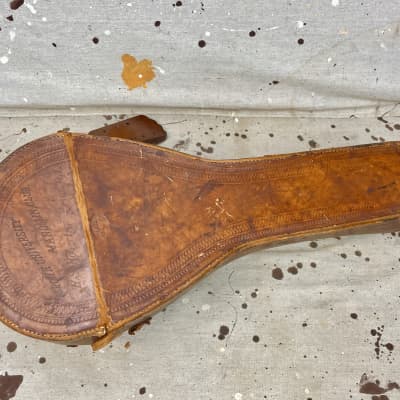 Vintage 1900's Bay State Bowl Back Mandolin & Brown University Leather Case-For Repair-AS-IS image 14