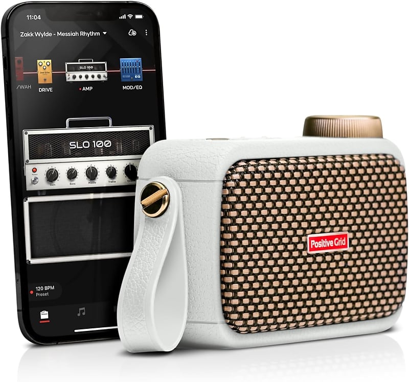 Positive Grid SPARK-GO-PRL Ultra-Portable Smart Guitar Amp And Bluetooth  Speaker - Pearl White