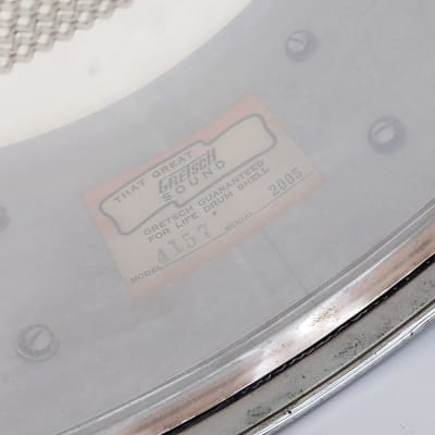 Used Vintage Gretsch Round Badge '60s Snare Drum 14x5.5 White Marine Pearl image 5