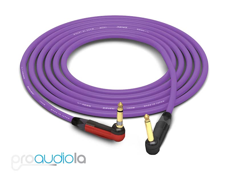 Canare Quad L-4E6S Instrument Cable | Silent 90° 1/4" TS to 90° 1/4" TS | Purple 8 Feet image 1