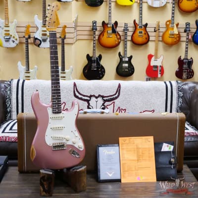Fender Custom Shop 1959 Stratocaster AAA Rosewood Board Relic Faded Aged Burgundy Mist Metallic image 6