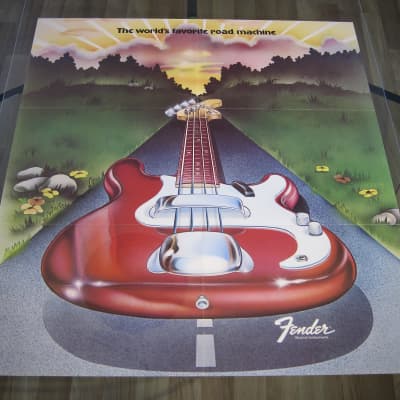 Fender Precision Bass Authentic Vintage Poster "The World's Favorite Road Machine" Circa-1970's-Multi Color image 3