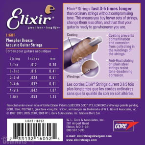 Elixir Strings 16052 Nanoweb Phosphor Bronze Acoustic Guitar Strings - .012-.053 Light image 3