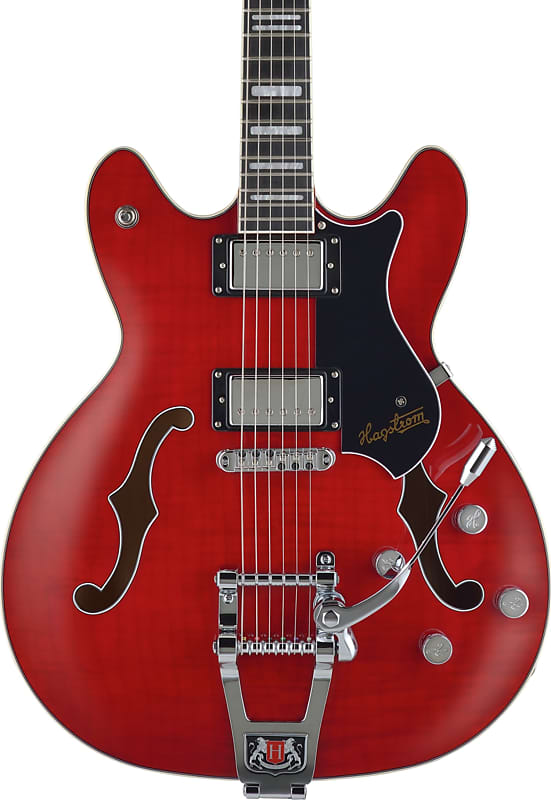 Hagstrom Tremar Viking Deluxe Semi-Hollow Electric Guitar, Resinator Fingerboard, Transparent Wild Cherry image 1