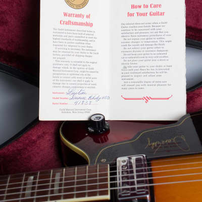 Guild  Duane Eddy DE-400 Thinline Hollow Body Electric Guitar (1965), ser. #41838, original black hard shell case. image 12