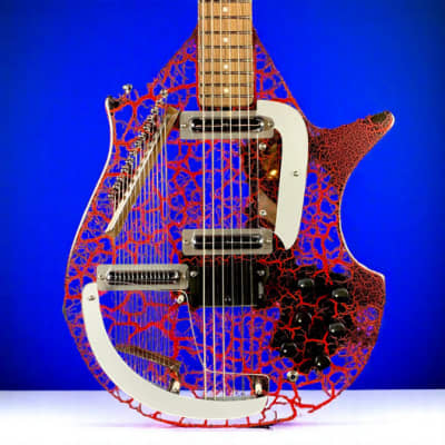 Brand New Danelectro Coral Electric Sitar – Red Crackle | 6+13 Strings | Lipstick Pickups | Gotoh Bridge image 3