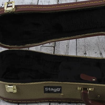 Stagg Vintage Style Tweed Deluxe Hardshell Case for Tenor Ukulele GCX-UKT GD image 9