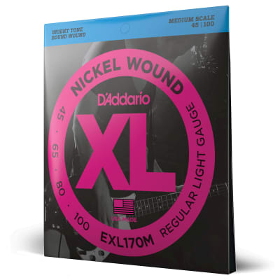 D'Addario EXL170M Nickel Wound Light Medium Scale Electric Bass Strings (45-100) image 3
