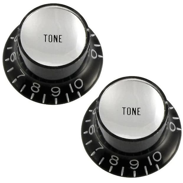 Reflector Cap Tone Knobs Set with Fine Splines (2) Black | Reverb