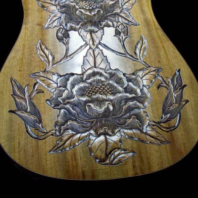 Blueberry Handmade Acoustic Guitar Dreadnought Floral Motif built to Order image 5