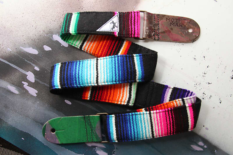 Black Serape Mexican Blanket Guitar Strap