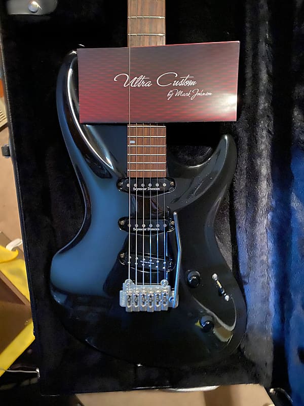 MJ Mirage Custom 2011 - Gloss Tuxedo Black made by Master Luthier Mark Johnson!  AS~New with AAAA Curly Maple Neck, Old Growth Mahogany Body.  Weighs only 7.32 lbs.  Killer! image 1