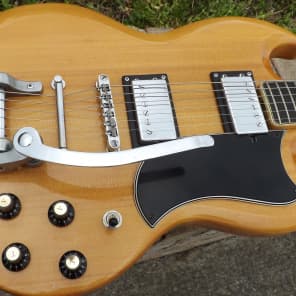 Very CLEAN! 70's ARIA SG copy, rare natural finish w/trem and HARDSHELL CASE image 5