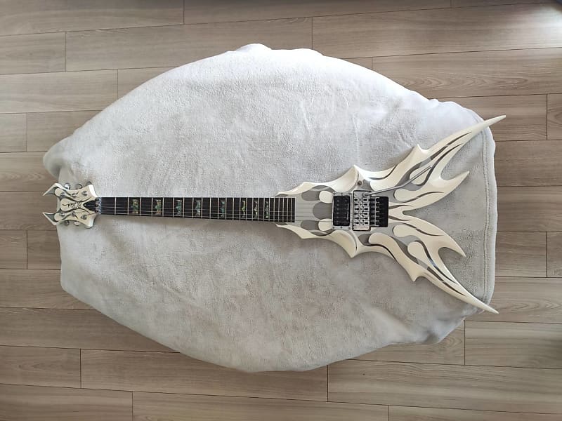 RARE B.C. Rich Draco Ghost Pearl White Ghost Flame Limited