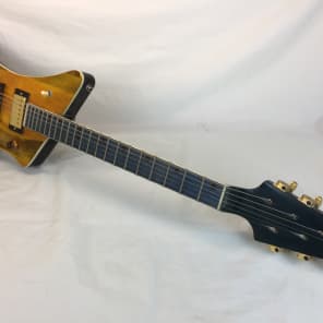 Galaxy Mara Handmade Custom Duhb Beetle Denim Pine Neck-Thru-Body Guitar 2014 Yellow/Blue image 1