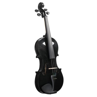 Unbranded Full Size 4/4 Violin Set for Adults Beginners Students with Hard Case, Violin Bow, Shoulder Rest, Rosin, Extra Strings 2020s - Black image 5