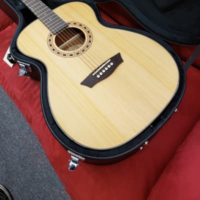 Washburn AF5KAU OM Acoustic Guitar W/Case  Natural image 1