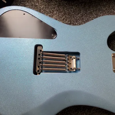Custom Guitar Single Pickup Light Distress One Off Custom Built 2017 Blue Flake With Nitrocellulose Crackle Finish image 4