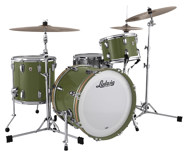 Ludwig Pre-Order Classic Maple Heritage Green Fab 14x22_9x13_16x16 Drums Shell Pack Made in USA Authorized Dealer image 1