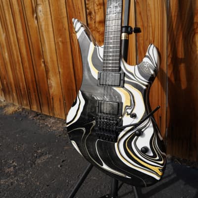 Schecter USA CUSTOM SHOP Synyster Gates Signature-FR - Black/White/Gold Swirl 6-String Electric Guitar w/ Case - Autographed - (2023) image 5