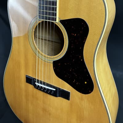 1970's Madeira by Guild A-30MS Flamed Maple Dreadnought Acoustic Guitar Natural image 7