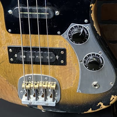 Woodcraft Electric Guitars Retro-Modified Bobcat 4 Tobacco Sunburst Custom Bass 34" Scale image 3