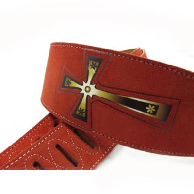 Two layer Leather Guitar Cross Strap High Quality Strap - Red for sale