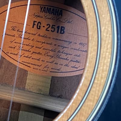 Vintage Yamaha FG-251B Square Shoulder Acoustic - Natural Finish - Made In Japan image 2