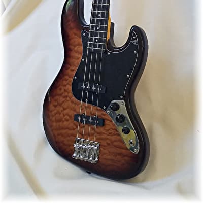 Jazz bass with quilt maple top ( Rosewood OR Maple FB ) by Dillion image 4