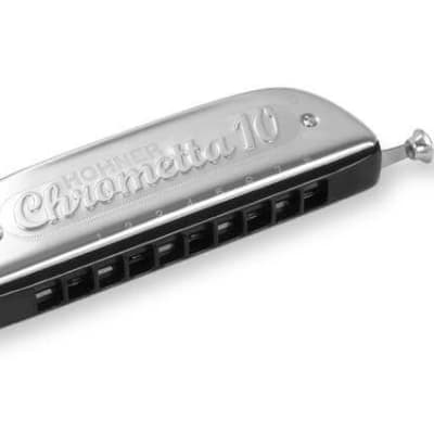 Hohner Chrometta 10 Chromatic Harmonica - Key of C 253C Silver image 1