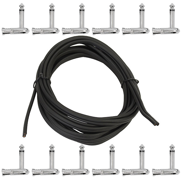 Seismic Audio SAPT205 15' Cable w/ (12x) 1/4" Right Angle TS Adapters Pedal Board Cable Kit image 1