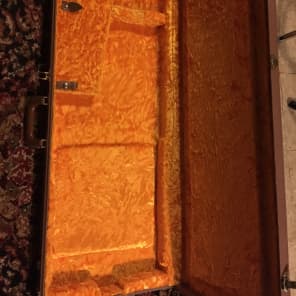 G&G Strat/Tele Hard Case Brown Tolex w/ orange/gold plush interior image 8