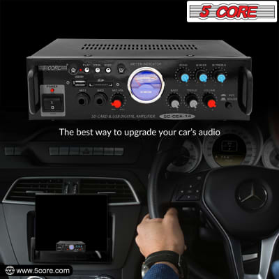 5 Core Car Amplifier 300W Dual Channel Amplifiers Car Audio w MOSFET Power Supply Premium Amp with EQ Control 2 Mic 1 USB and SD Card Input CEA 14 image 5