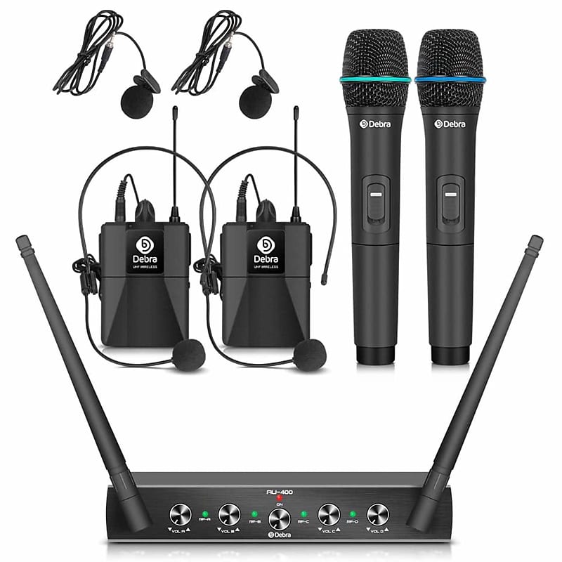 Microphone　(A)　Karaoke,　Debra　Ideal　Cordless　Handheld　Bodypack　for　Handheld　Pro　Headset　Party　Includes　Audio　Metal　Church,　Receiver,　Reverb　Lavalier　Channel　System,　Wireless　UHF　Mics,