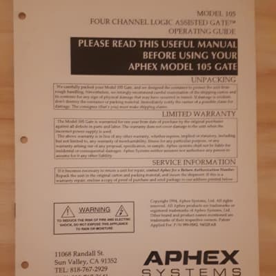 レア 美品 Aphex 105 Logic Assisted Gate Logic with a light touch (MX Aug 94)