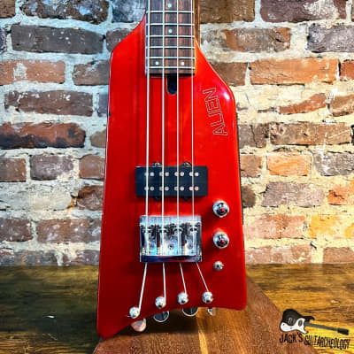 Hondo Alien Headless 4-String Bass (1980s - Metallic Red) for sale