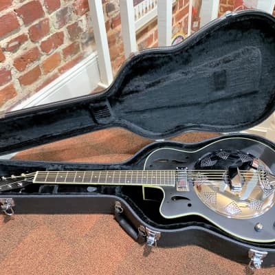 Ozark Resonator Guitar Left Handed Black (Inc Hard Case) image 2