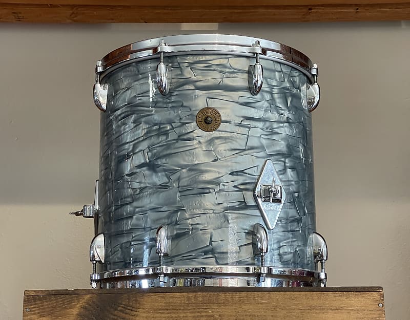 1960’s Gretsch 14" Midnight Blue Pearl Round Badge Floor Tom Reverb
