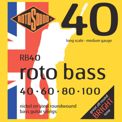 Rotosound RB40 Roto Bass Nickel on Steel 4-String Bass Strings Set, 40-100 image 1