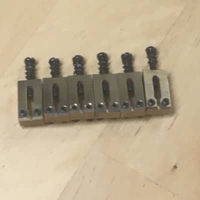 6 Solid Mass Brass Custom Strat Tele Bridge NOS Saddles Relic 10.7mm Wide 54mm Spacing image 5