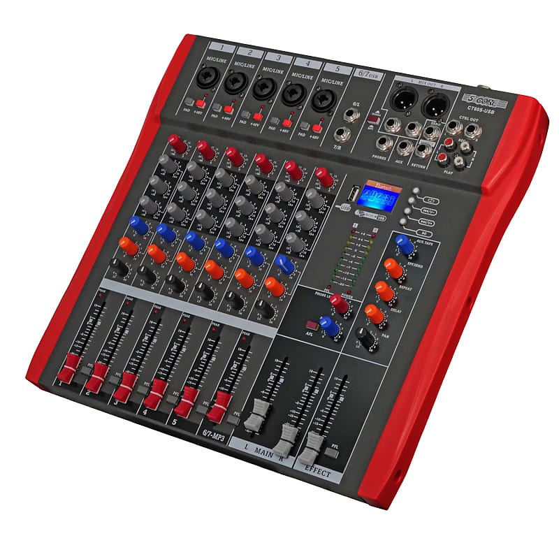 7 Channel DJ Audio Mixer Interface USB, NEW BAXS Audio Mixer Sound Board Mixing Console With Bluetooth Mp3 Computer Input 48v Phantom Power Mixer