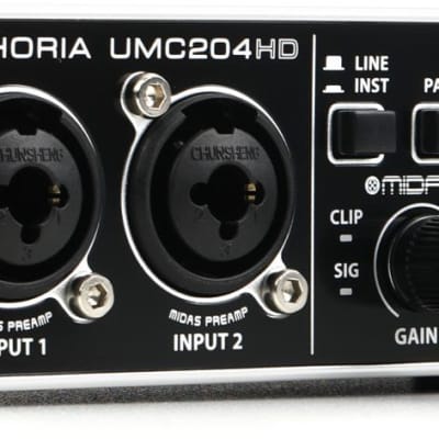 Behringer U-Phoria UMC204HD USB Audio Interface  Bundle with Pro Co EG-10 Excellines Straight to Straight Instrument Cable - 10-foot image 2